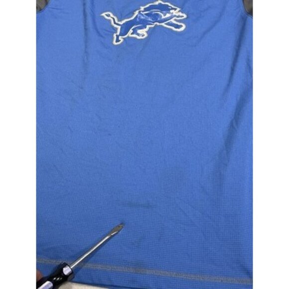 Large Detroit Lions NFL Team Apparel TX3 Cool T Shirt Blue Gray Logo Stained - Picture 8 of 11